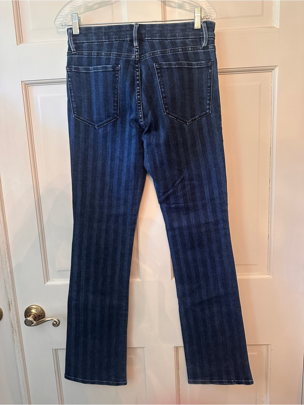 Frame Denim Dark Blue Striped Flare Jeans, 29